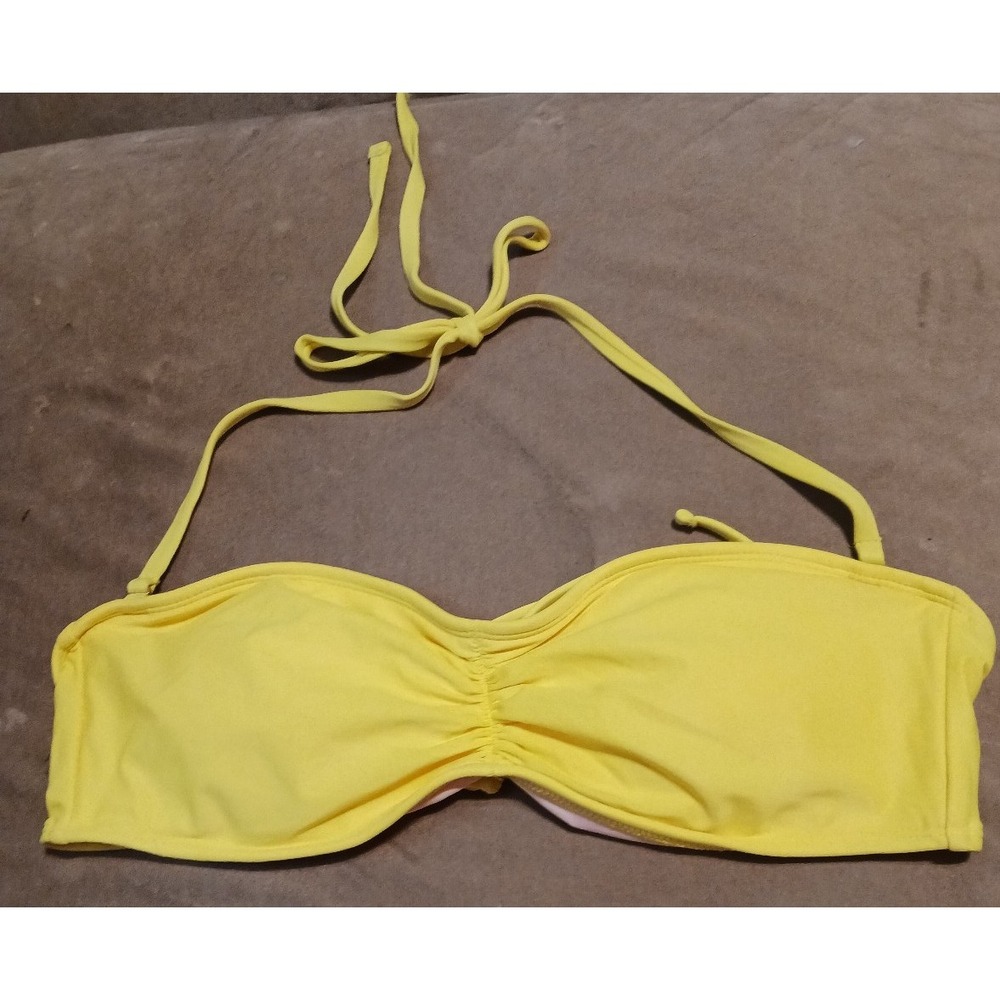 NEW Mae Women's Bright‎ Yellow Tube Halter Bikini Top, Medium